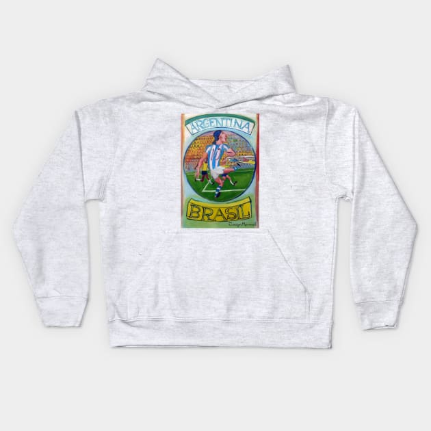 Argentina – Brasil, Clásicos del fútbol Mundial (3), 2014, por Diego Manuel Kids Hoodie by diegomanuel